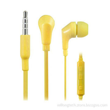 Yellow ear-buds noise-cancelling with mic